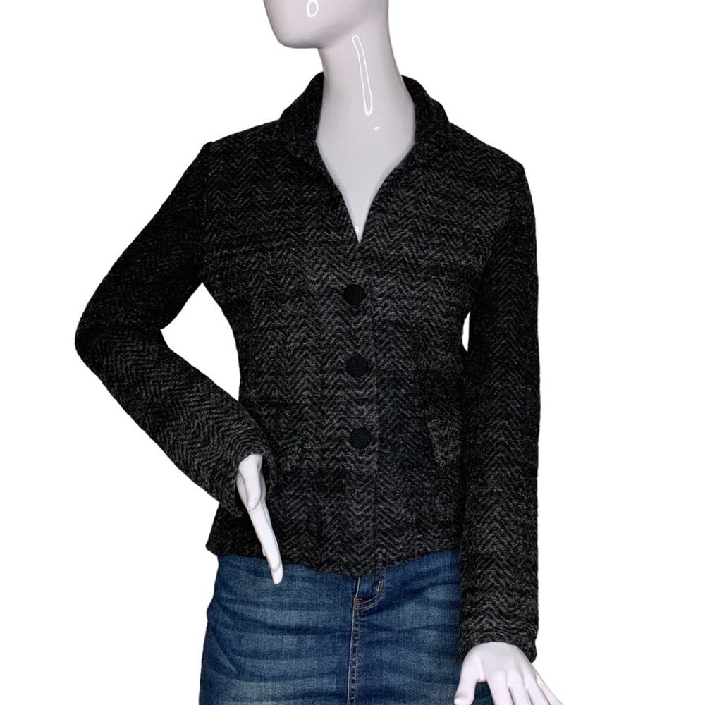 ANNE CLAIRE Sweater Top Merino Wool Made in Italia Three Front Buttons Size M